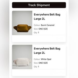 Lululemon BUNDLE 2L Belt Bags Burnt Caramel and White Opal